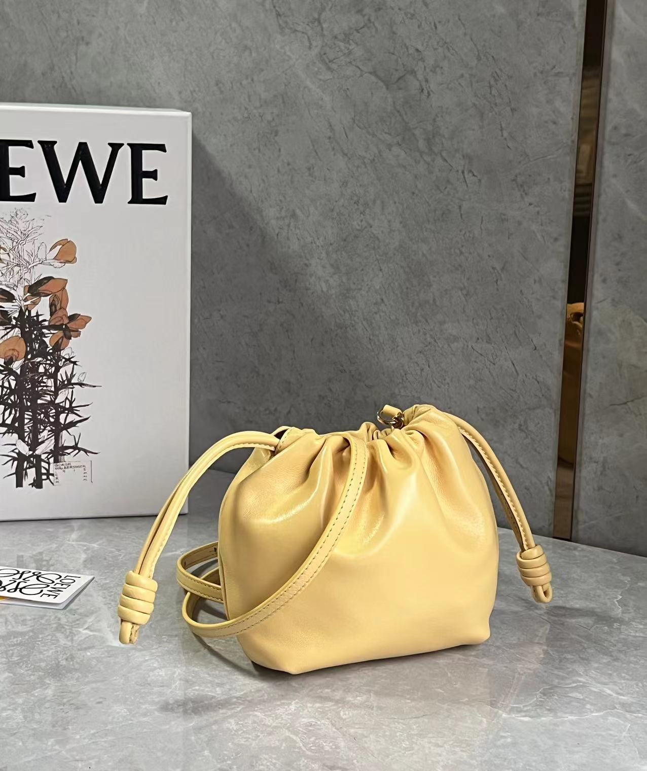 Loewe Mini Flamenco Purse bag in mellow nappa lambskin Yellow